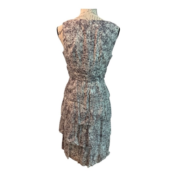 TALBOTS sleeveless dress, gray & subtle violet, lined, fit and flare, tiers. - Picture 7 of 8